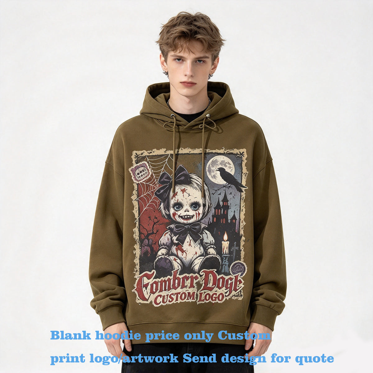 3 Color Japanese Style air Layer Loose Fitting Hooded Sweatshirt Heavyweight Hoodie Can Design Patterns for You for Free Hoodies