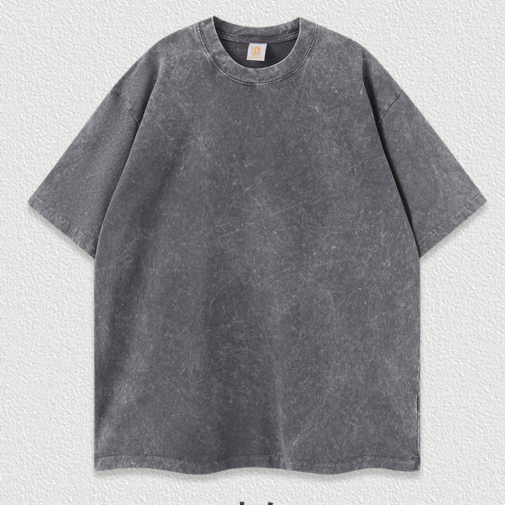 Customized Tshirt Wax Dyeing with Snowflak Pattern for Distressed and Washed Short Sleeved Shirt the Sleeves Are Relatively Long