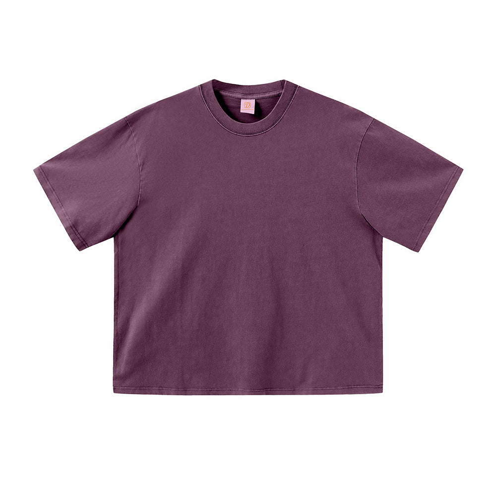 100% Cotton t Shirt Custom Round Neck Vintage Boxy Fashion Short Style Puff Printing Unisex High Quality Plain Tshirts Wholesale