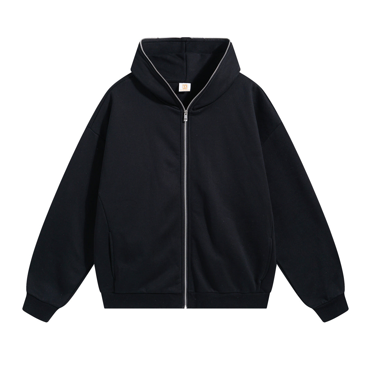 Customized 430gsm a Thick Fabric Pullover with a Dropped Shoulder and a Full Zipper Is Available in Sample Form.Zipper Hoodie