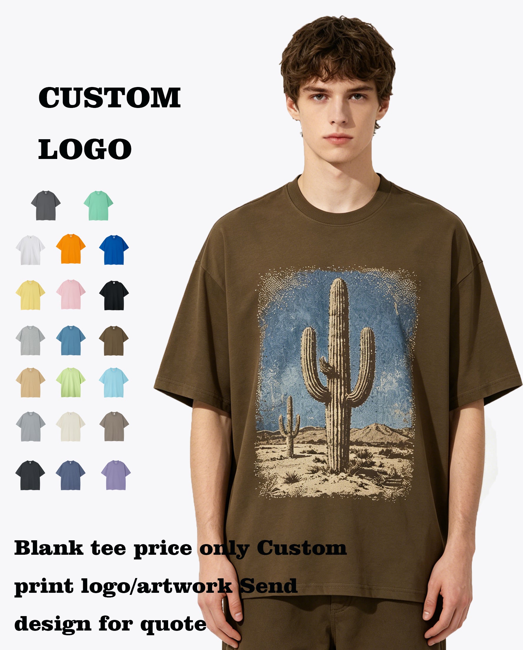 Wholesale Customized LOGO t Shirts 20 Color Solid Colored Candy Colored Loose sleeved Men's Relaxed Fit T-shirt American Style
