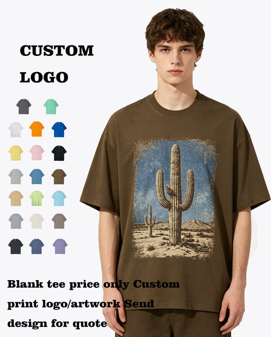 Wholesale Customized LOGO t Shirts 20 Color Solid Colored Candy Colored Loose sleeved Men's Relaxed Fit T-shirt American Style