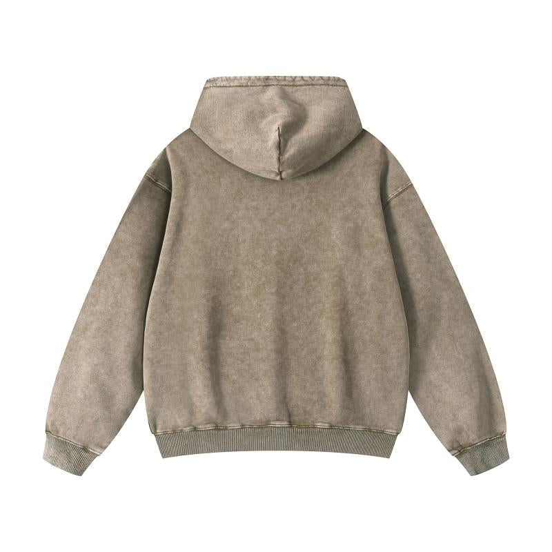 Custom Heavyweight Wax Printing 100% Cotton Washed Blank Puff Printing Streetwear Fashion Drop Shoulder Winter Hoodie