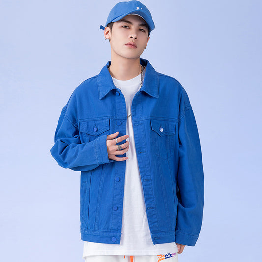 American Style 4 Color Denim Jacket for Men New Spring Style Trendy Denim Clothing Loose Fit Trendy Brand Jacket for Men