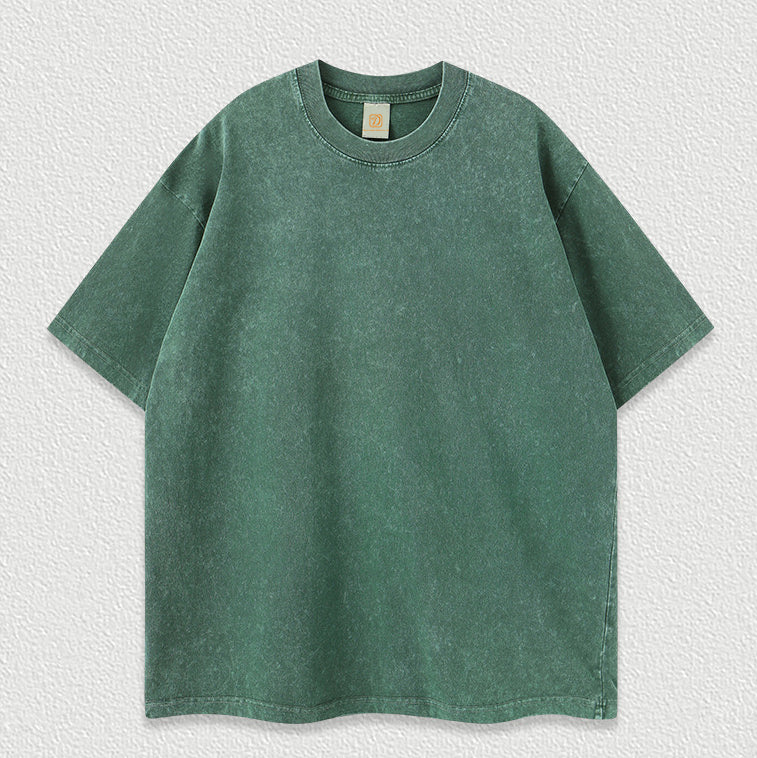 Customized Tshirt Wax Dyeing with Snowflak Pattern for Distressed and Washed Short Sleeved Shirt the Sleeves Are Relatively Long