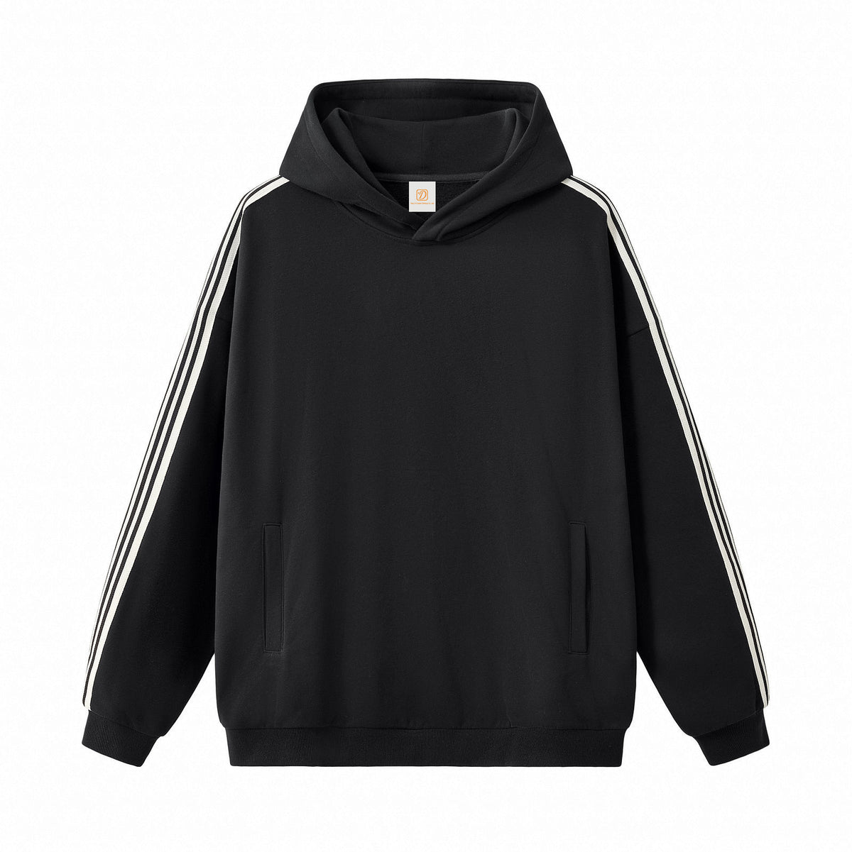 Fashion Color Block Striped Hooded Sweatshirt From Overseas Featuring American Style Sporty Elastic Band Design Trendy Brand