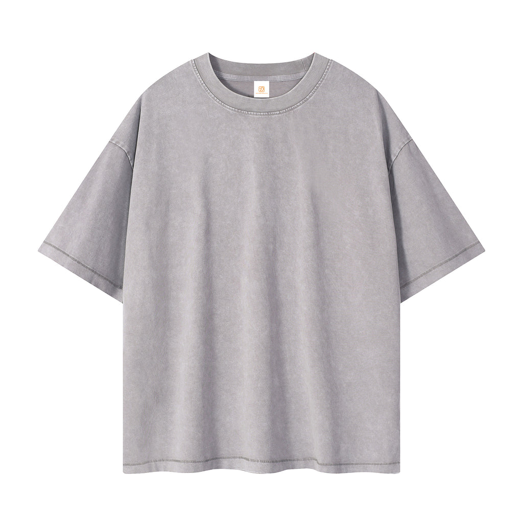 Loose Custom logo T-shirt Wax Printing Drop Shoulder Embroidery Wholesale Short Sleeve Streetwear High Quality Men's T-shirts
