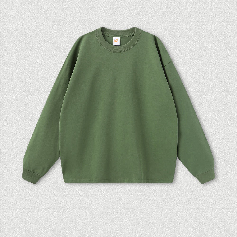 Heavyweight Tshirts Boxy Streetwear Loose High Quality Cotton Long Sleeve Custom Puff Printing Wholesale Men's T-shirts