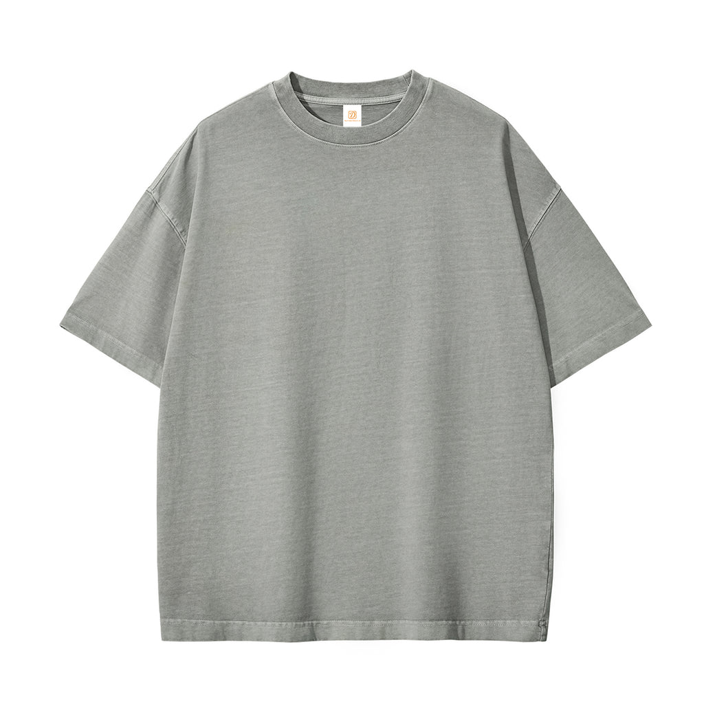 Custom Acid Wash t Shirt 100% Cotton High Quality Blank Round Neck Pure Color Screen Printed Heat Transfers for T-shirts