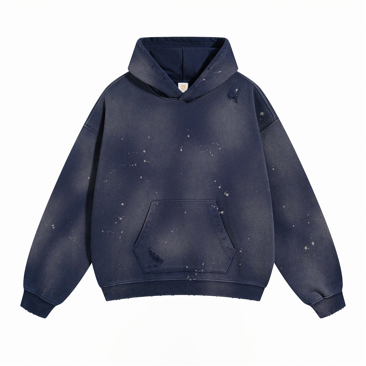 450 Grams of Spray Dyed Ink Blending Distressed Hole Punched Vintage Hooded Sweatshirt Unisex Loose Heavyweight Hoodies Winter