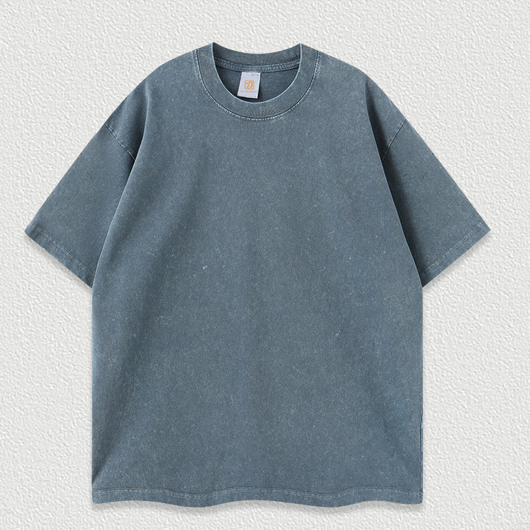 Customized Tshirt Wax Dyeing with Snowflak Pattern for Distressed and Washed Short Sleeved Shirt the Sleeves Are Relatively Long