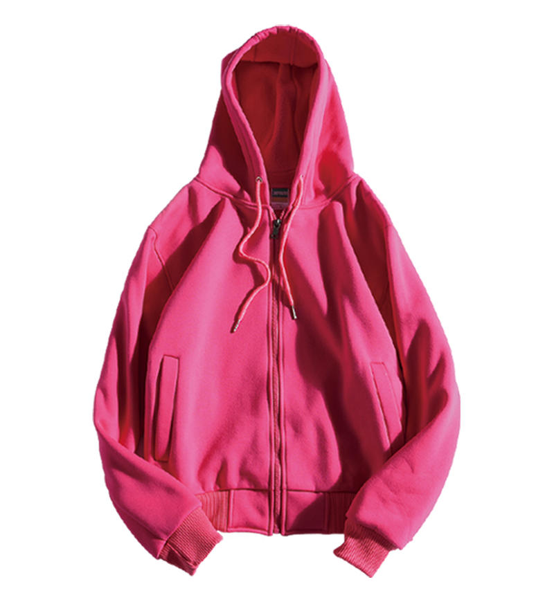 Wholesale Custom Made Color Zipper Sweatshirt with Single Layer Hat Featuring Your Design All Kinds of Techniques Can Be Used