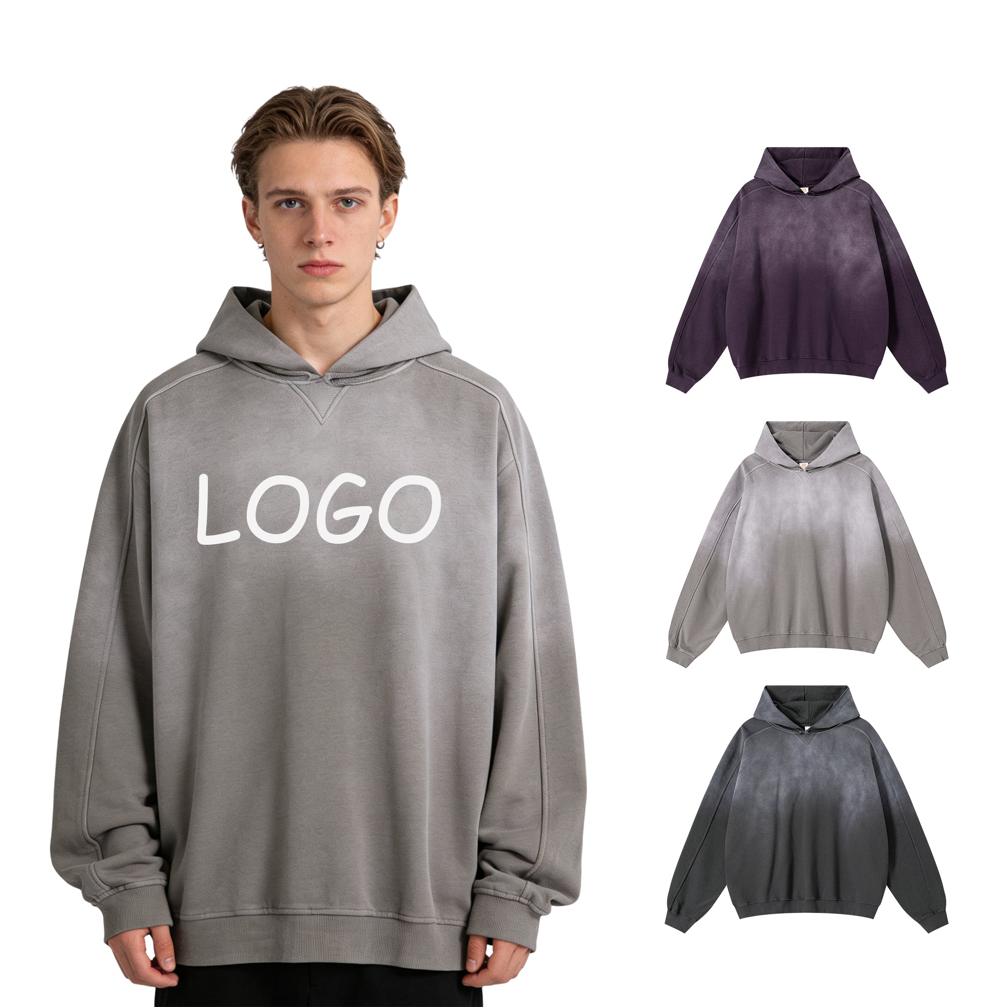 Custom Vintage Drop Shoulder Hoodie High Quality Streetwear Washed Blank Pullover Fashion Men's Hoodies & Sweatshirts