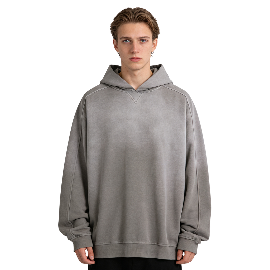 Wholesale Price Drop Shoulder Vintage 100% Cotton Heavyweight Distressed Embroidery Blank Pullover Mens Hoodies and Sweatshirts