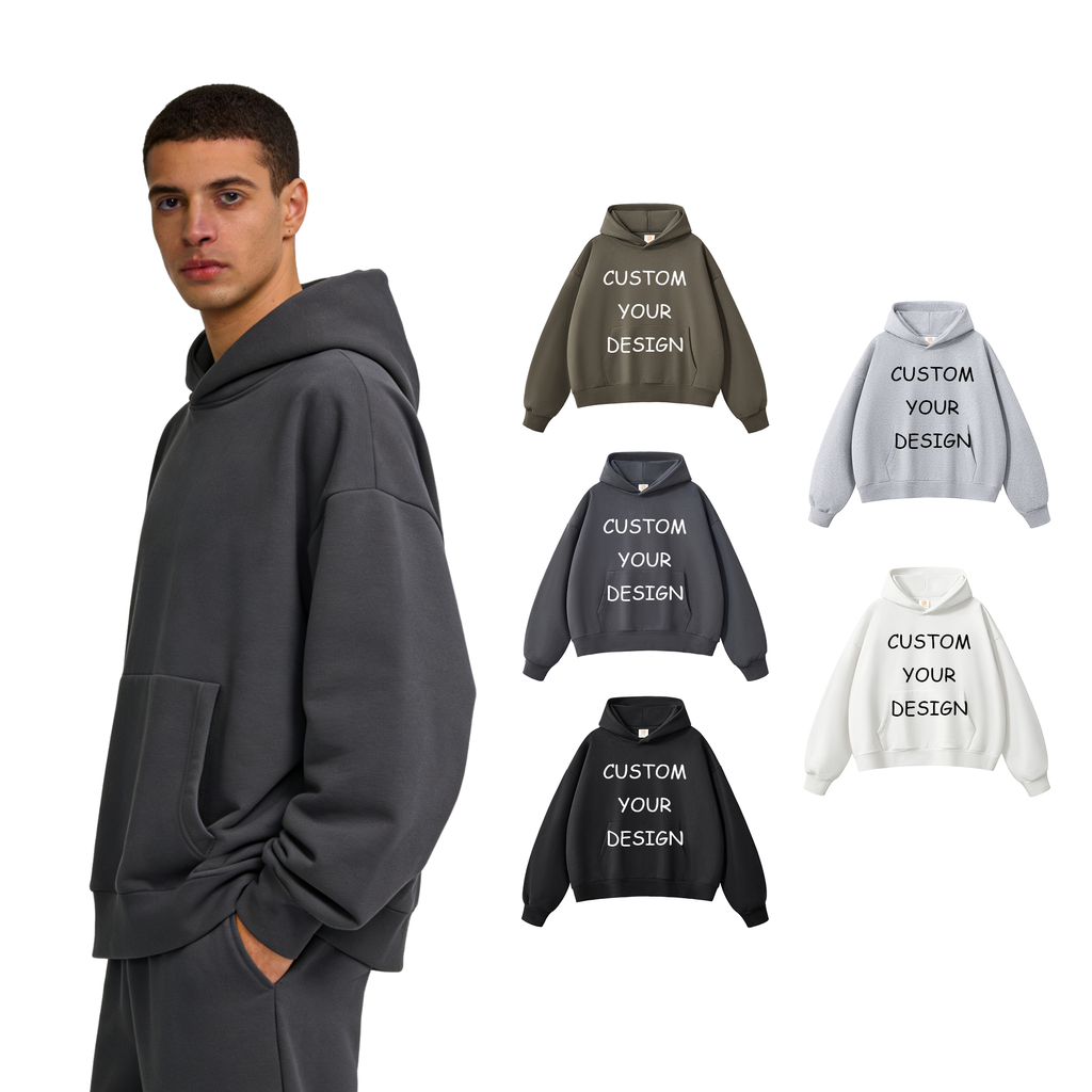 500G Heavyweight Streetwear Drop Shoulder High Quality Blank Pullover Fleece Custom Embroidered Dtf Transfers for t Hoodies