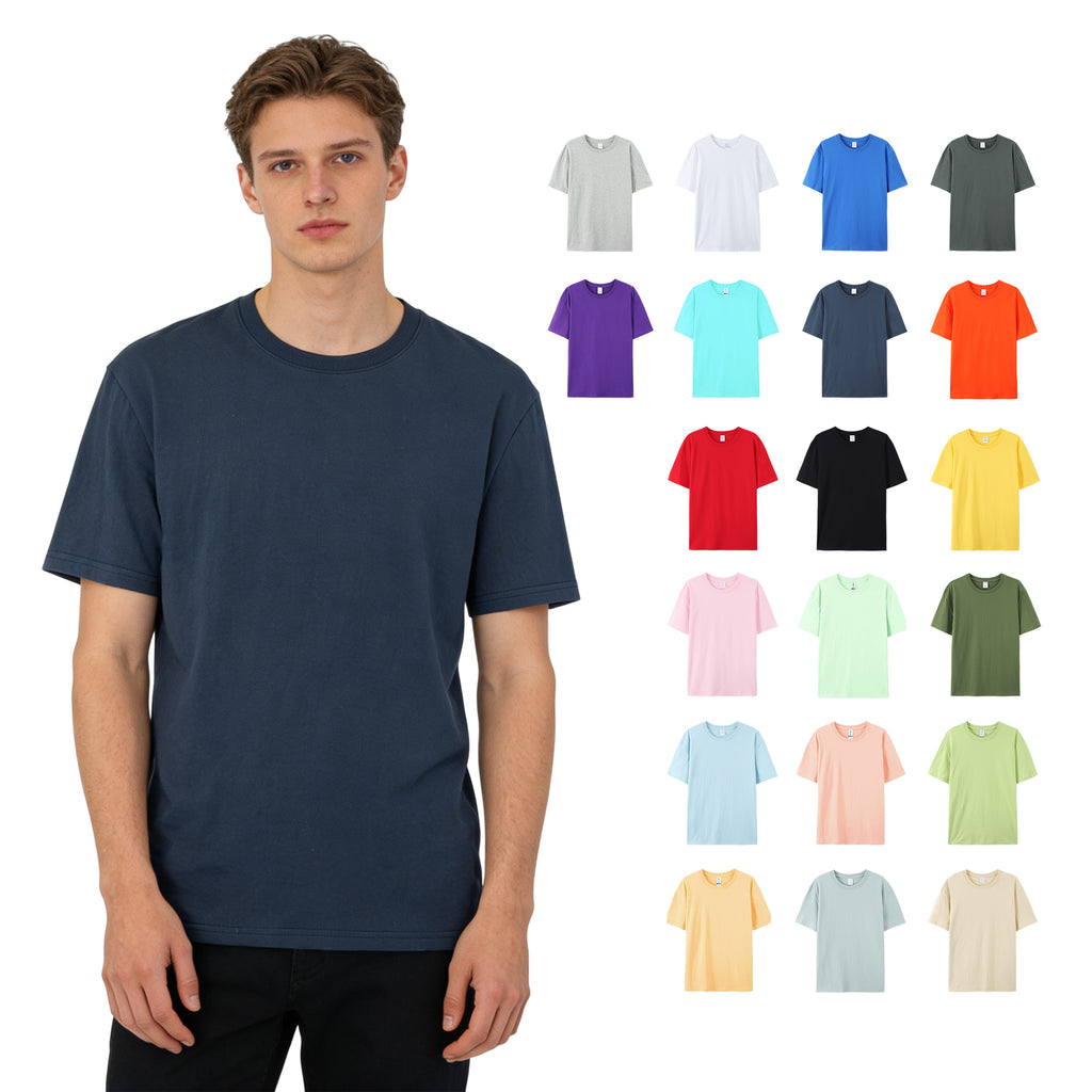 High Quality Multi Color T-shirts Blank Round Neck Pure Color Heavy Cotton Cusrtom logo Summer New Design Personalized T-shirt