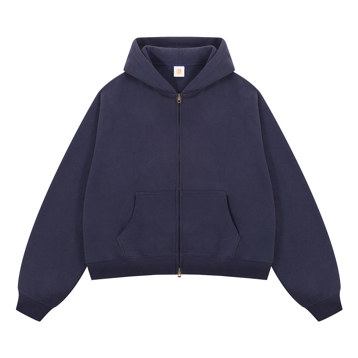 American Style 370 Gsm BOXY Wide Double Headed Short Sleeved High Quality Zipper Pullover with Fleece Lining Zipper-up Hoodie