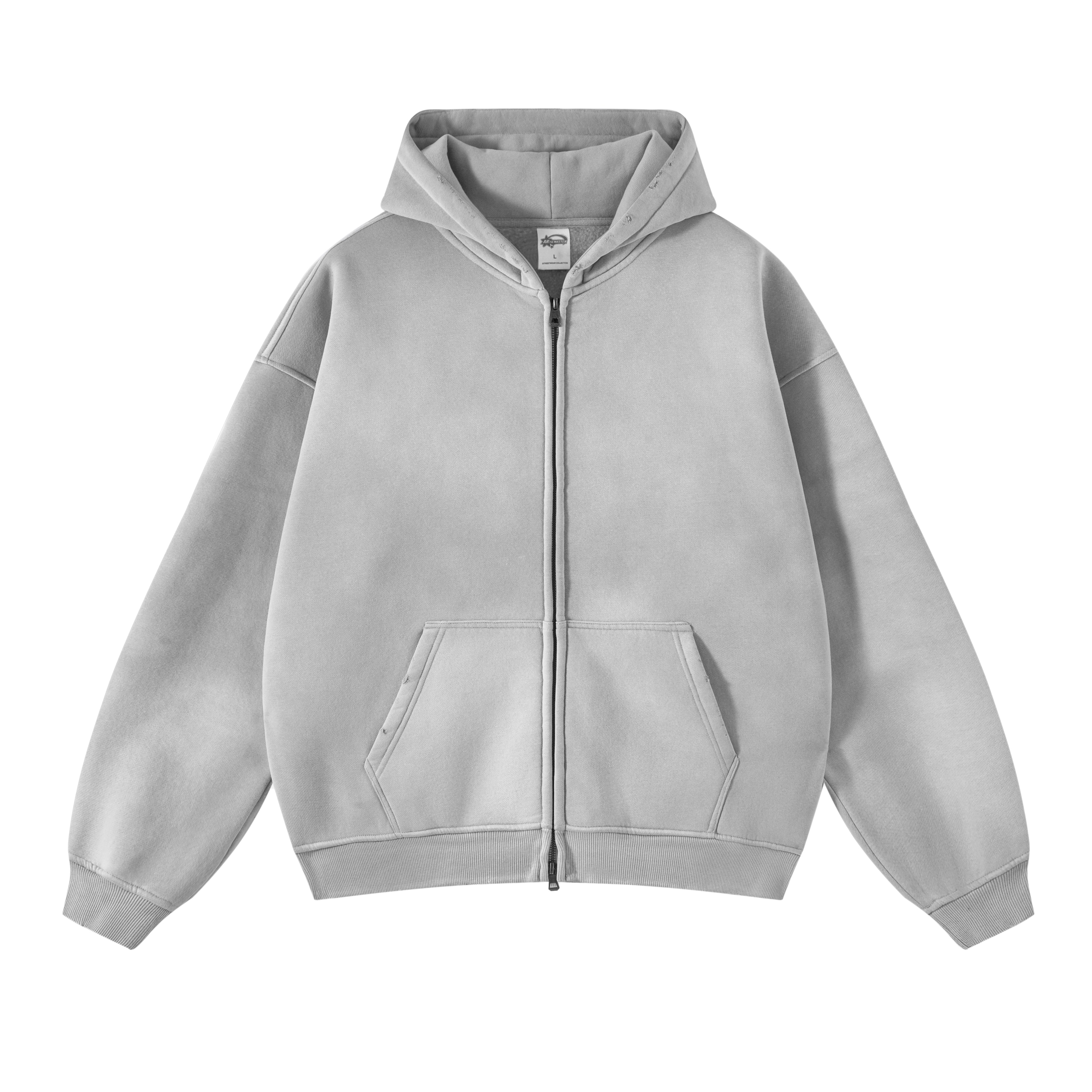 Waxing Printing Custom Washed Fleece High Quality Blank Full Zip up Vintage Fashion Hot Sale Puff Printing Streetwear Hoodies