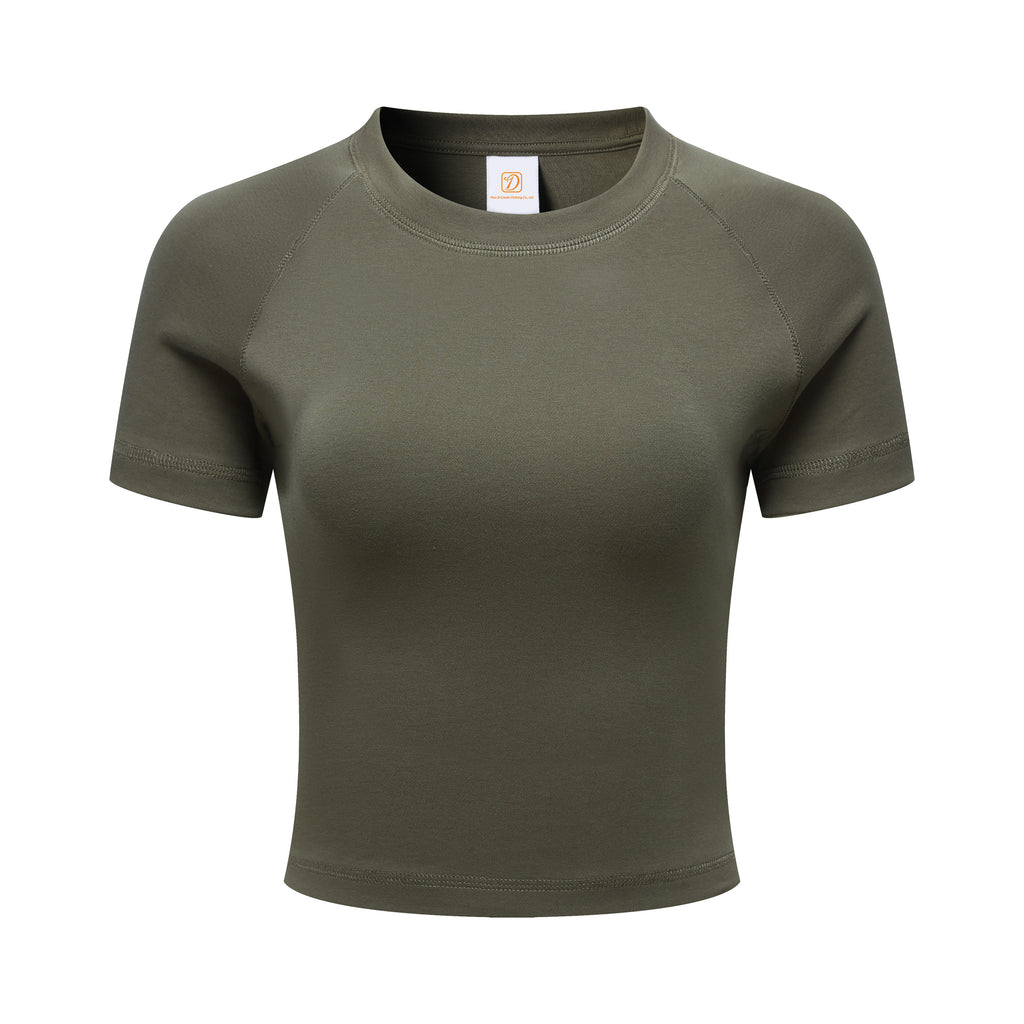 Custom logo Crop Top High Quality Blank Streetwear Short Sleeve Screen Print Heavy Weight Pure Color Fashion Ladies Tshirts