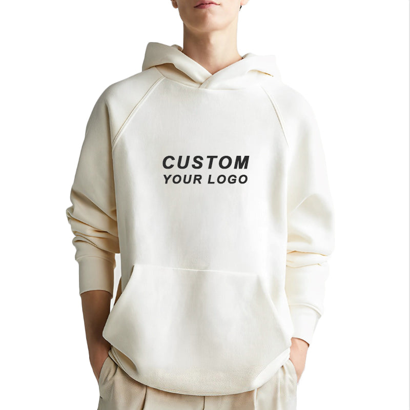 Wholesale Polyester Streetwear Wireless High Quality Raglan Sleeve Fashion Drop Shoulder Heavyweight Custom Puff Print Hoodies