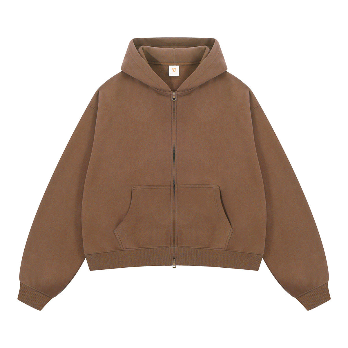 American Style 370 Gsm BOXY Wide Double Headed Short Sleeved High Quality Zipper Pullover with Fleece Lining Zipper-up Hoodie