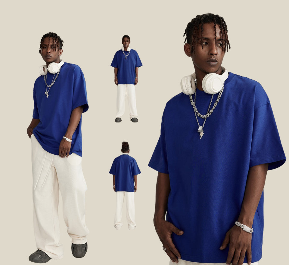 100% Cotton 260G Heavyweight Pure Color Drop Shoulder Oversized Custom Streetwear Distressed Embroidery Dtf Transfers T Shirt No reviews yet