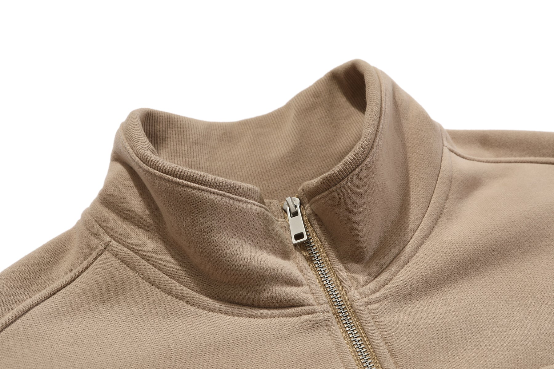 400G Heavyweight Stand Collar Polar Fleece Blank Full Zip Custom Puff Print Unisex High Quality Drop Shoulder Fashion Hoodie