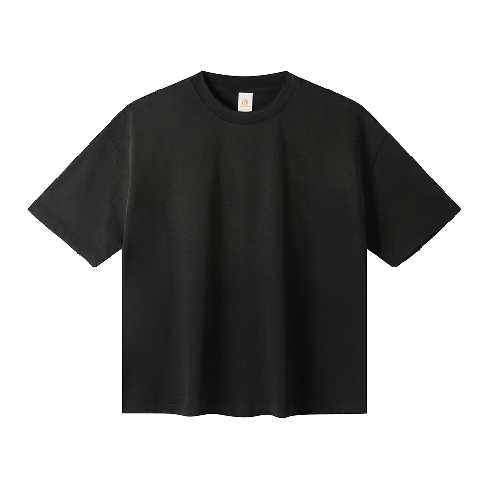 Basic T-shirt Fashion High Quality t Shirts Unisex Heavyduty Torn Washed Water American Style Retro T Shirt Free Sample t Shirt