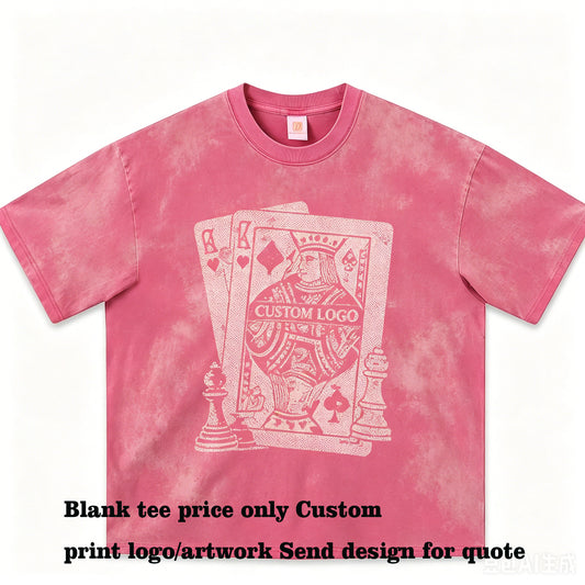 Woven Floral Distressed Vintage Washed Solid Color Short Sleeved  Men's and Women's Loose Style Personalized Vintage Design