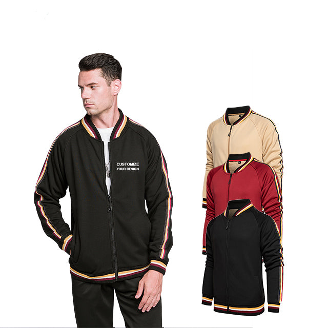 Blank Full Zip Polar Fleece Sublimation Stand Collar Stripes Streetwear Oversize High Quality Blank Custom logo Men's Hoodies