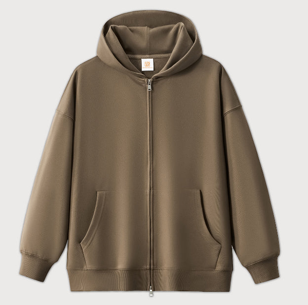 400 Grams Heavy Duty Zipper Lined Hooded Sweater Plain Tshirts for Printing Streetwear American Style Designer High Quality