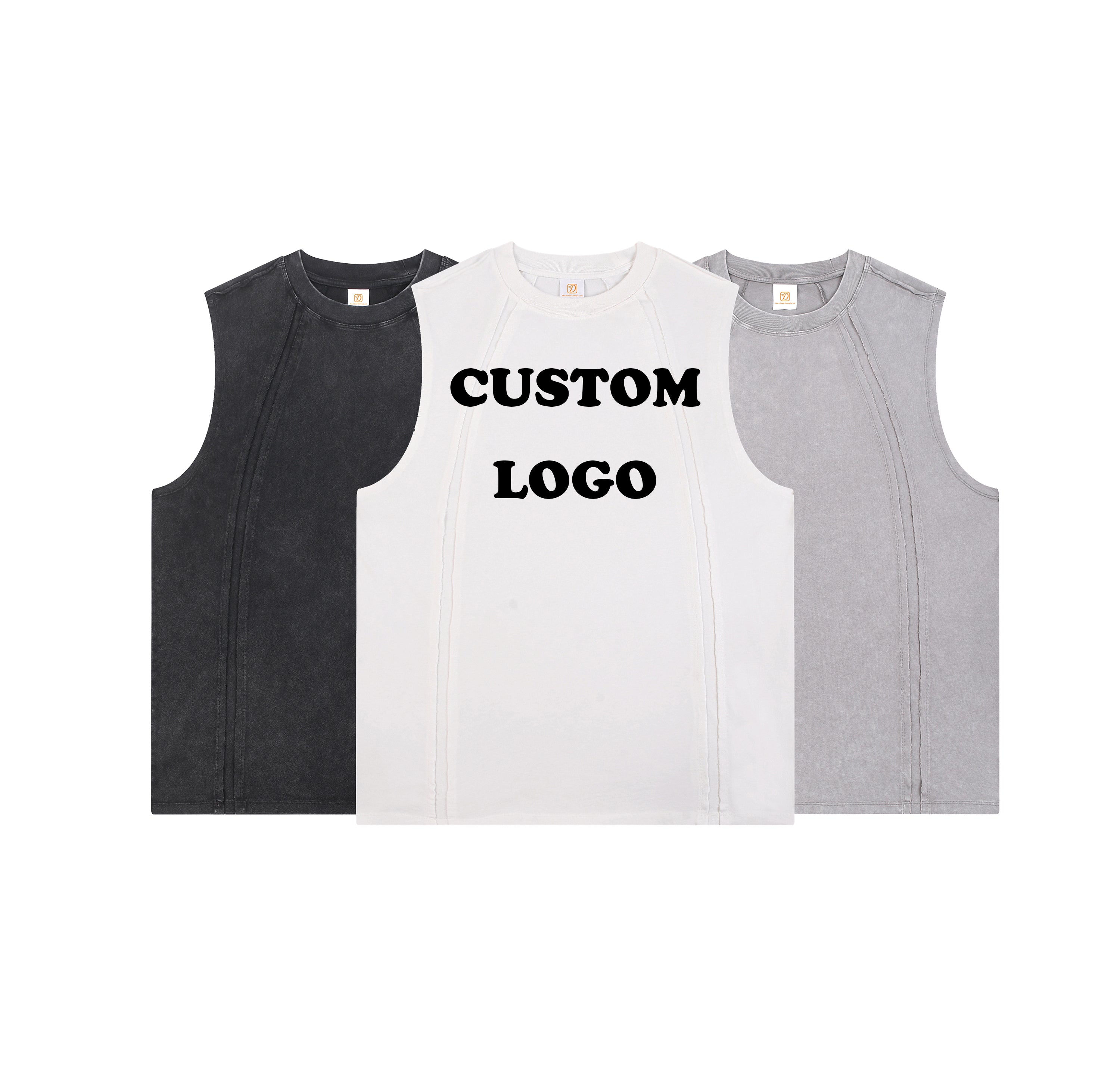 Washed Sleeveless T-shirt Heavy Cotton Custom Streetwear Embroidery logo High Quality Blank Summer Dtf Transfers for t Shirts