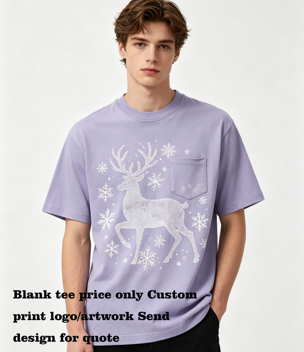 Customized Heavyweight Tshirts Seamless Round-neck Short-sleeved Trendy T-shirt for Both Unisex Plain Tshirts for Printing