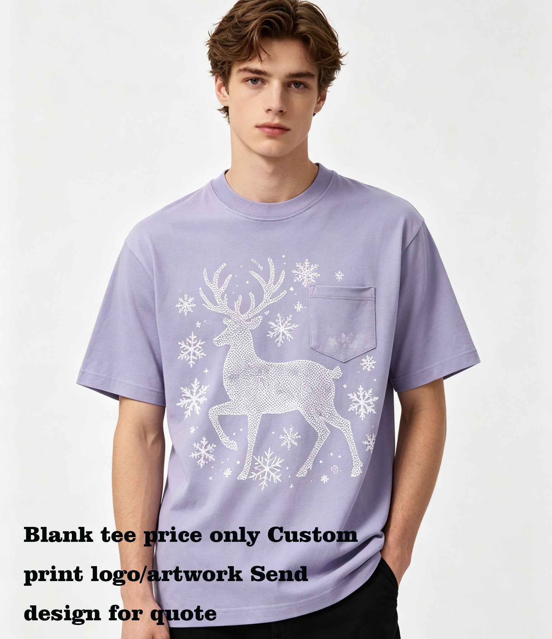 Customized Heavyweight Tshirts Seamless Round-neck Short-sleeved Trendy T-shirt for Both Unisex Plain Tshirts for Printing