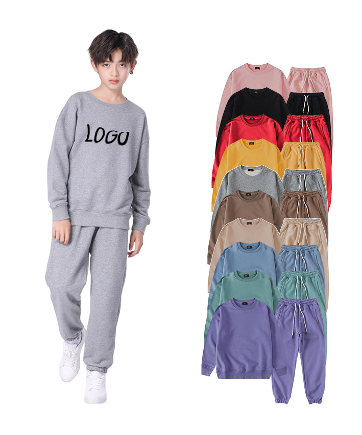 Heavy Cotton 310G Heavyweight Custom Pure Color Streetwear Long Sleeve Children's High Quality French Terry Custom logo Hoodie