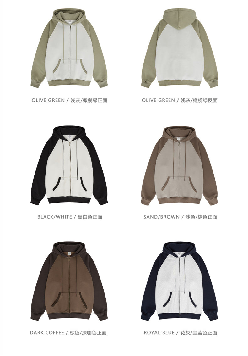 Manufacturer Hoodies Loose Fleece Heavyweight Raglan Sleeve Unisex High Quality Distressed Zip up Custom logo Hip-hop Hoodies