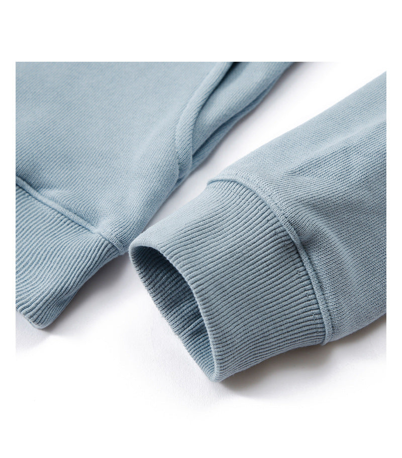 Wholesale  100% Cotton Sublimation Pullover Hoodies Loose Heavyweight Oversized Black Side Pocket Streetwear Wireless Fashion Hoodies