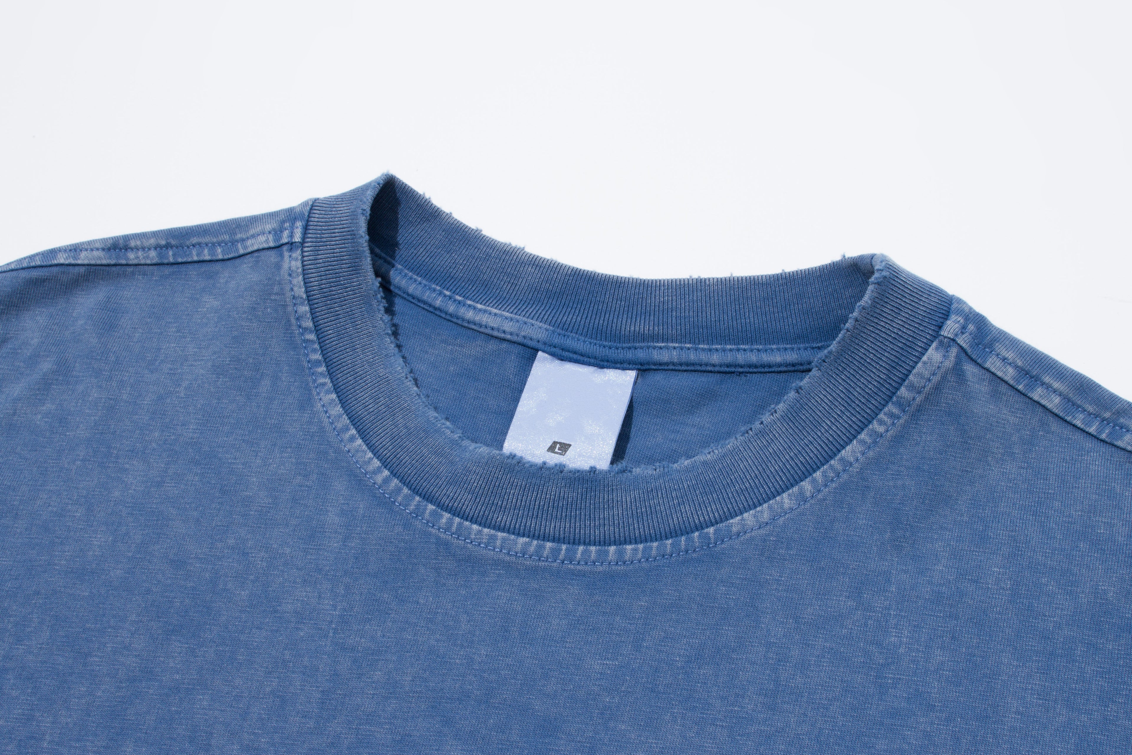 100% Cotton Custom Washed Vintage Blank Distressed Embroidered High Quality Short Sleeve Pure Color Round Neck Fashion T-Shirts