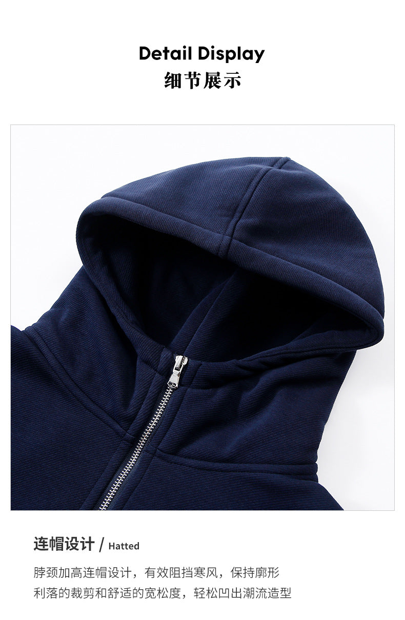 Custom Hoodies logo Wireless 400G Heavyweight Blank Full Zip High Quality Polar Fleece Printed Hoodies for Men