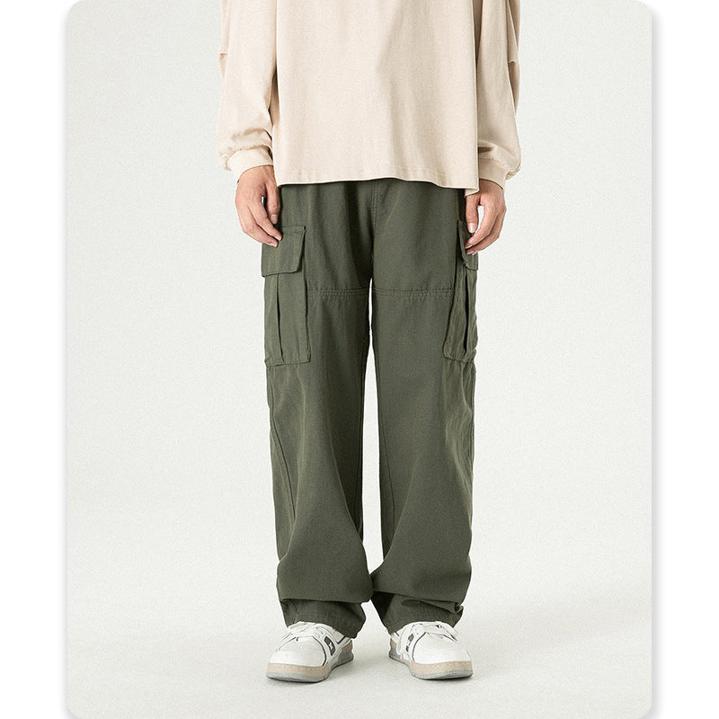 100 Cotton 3 Color American Trendy High End Casual Work Pants for Men Cityboy Streetwear Loose Straight Wide Leg Sweatpants