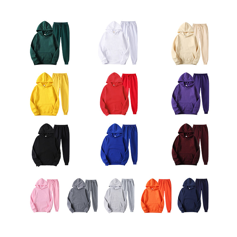 Custom logo Men' Sweatpants and Hoodie Set High Quality Blank Pure Color Polyester Fleece New Design Hoodies Men Streetwear