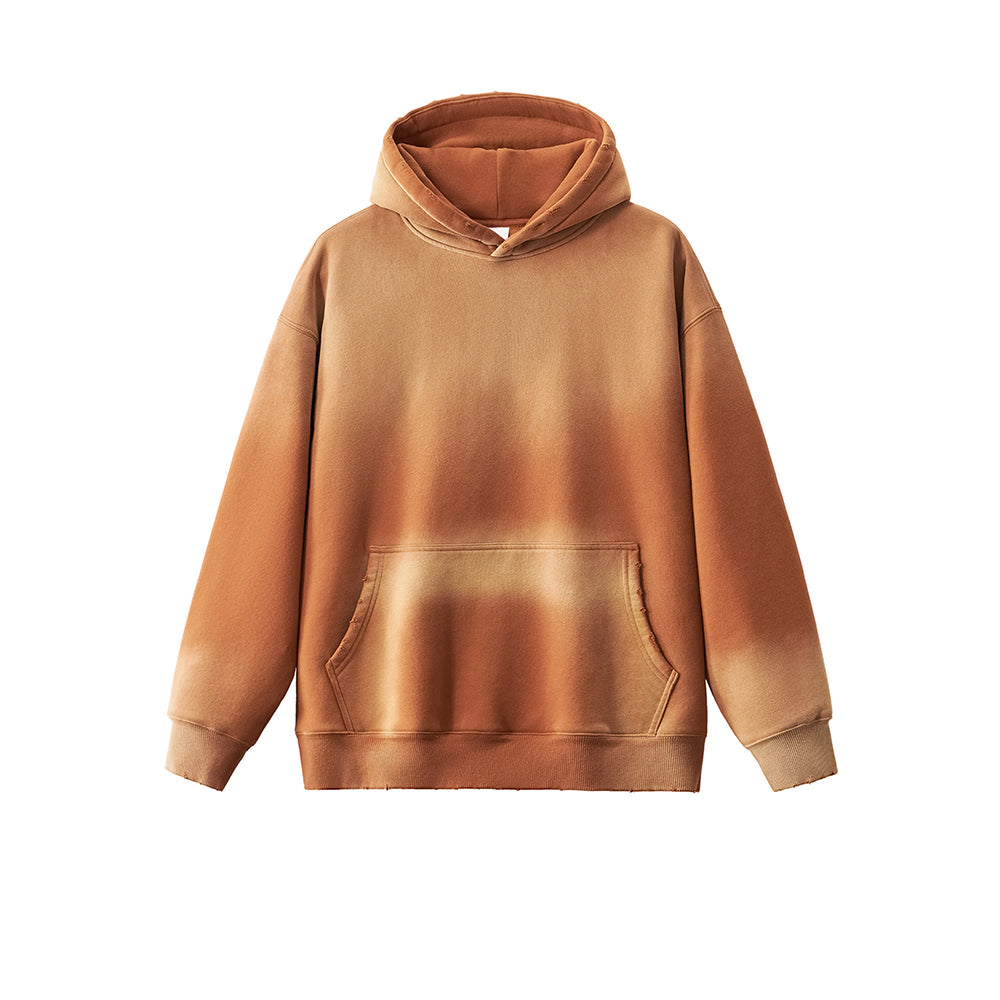 Winter Hoodie Custom Men's Thick Fabric Washed Drop Shoulder Gradient Loose Fitting Hoodie with logo Personalized Design