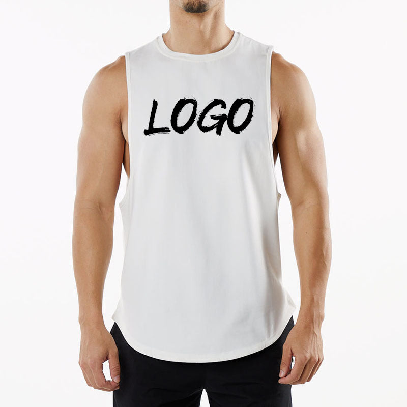 Custom Sleeveless T-shirts Plain Black Oversized Summer Sport Spandex/Cotton High Quality Puff Prin Pure Color Men's T-shirts