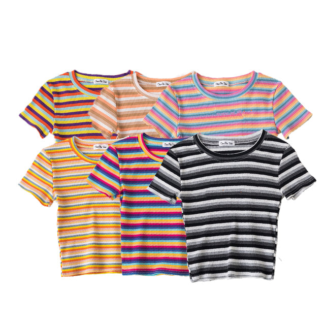 Custom Tshirts logo Streetwear Screen Puff Print Basic Heavyweight Stryped High Quality Heavy Cotton T-shirt Wholesale