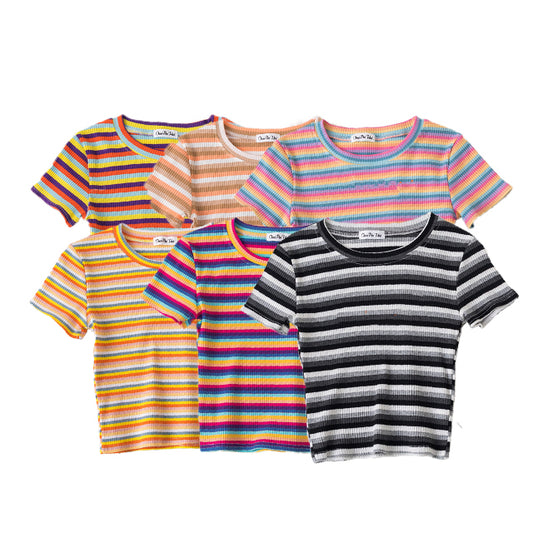 Custom Tshirts logo Streetwear Screen Puff Print Basic Heavyweight Stryped High Quality Heavy Cotton T-shirt Wholesale