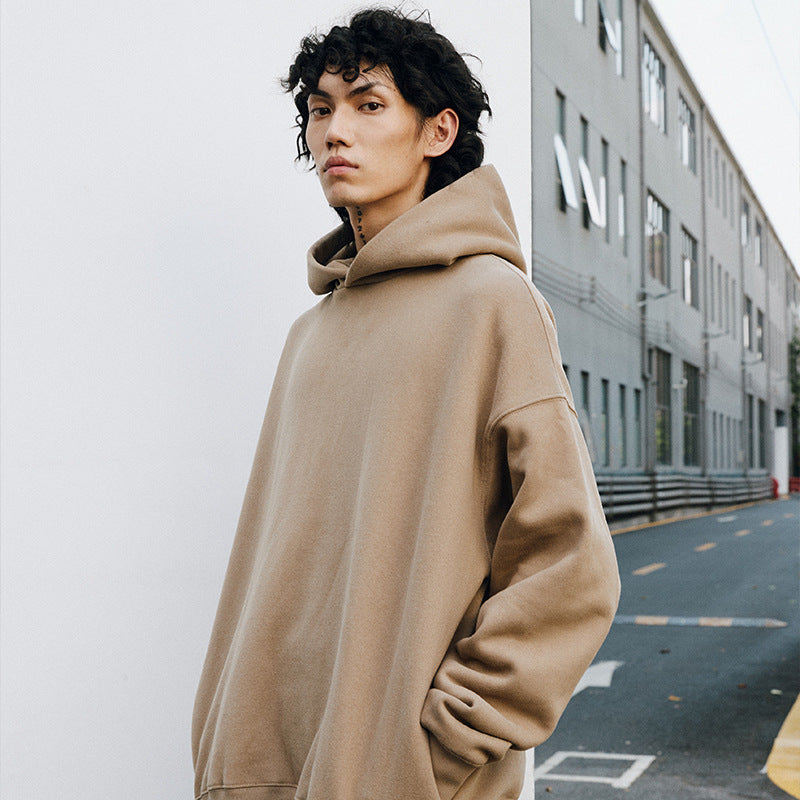 Custom Hoodies Streetwear Blank High Quality Wireless Drop Shoulder Fleece Heavyweight Puff Printing Fashion Wholesale Hoodies