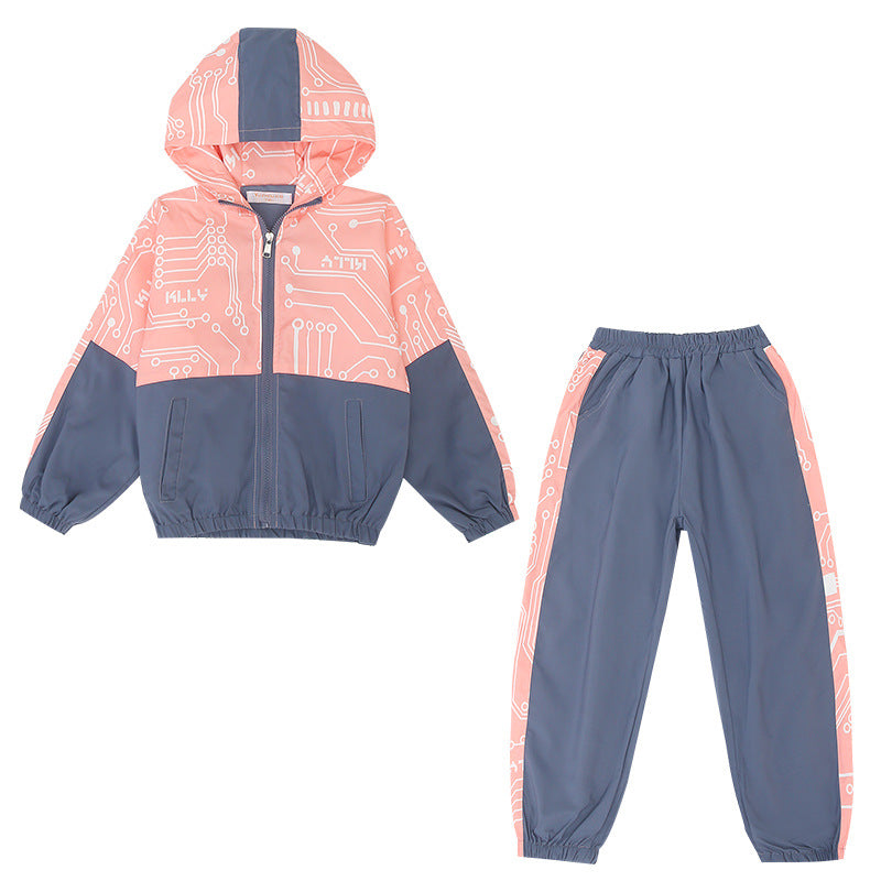 Custom Blanks Streetwear High Quality Distressed Embroidery 100% Polyester Screen Printed Children's Casual Sportwear Set