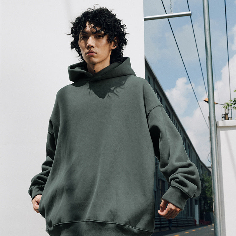 Custom Hoodies Streetwear Blank High Quality Wireless Drop Shoulder Fleece Heavyweight Puff Printing Fashion Wholesale Hoodies