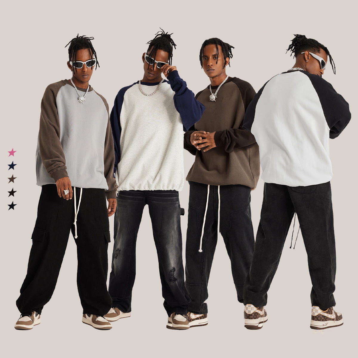 100% Cotton Heavyweight Hoodie Vintage Raglan Sleeve Oversized Hip-hop High Quality Drawstring Streetwear Fashion Winter Hoodie