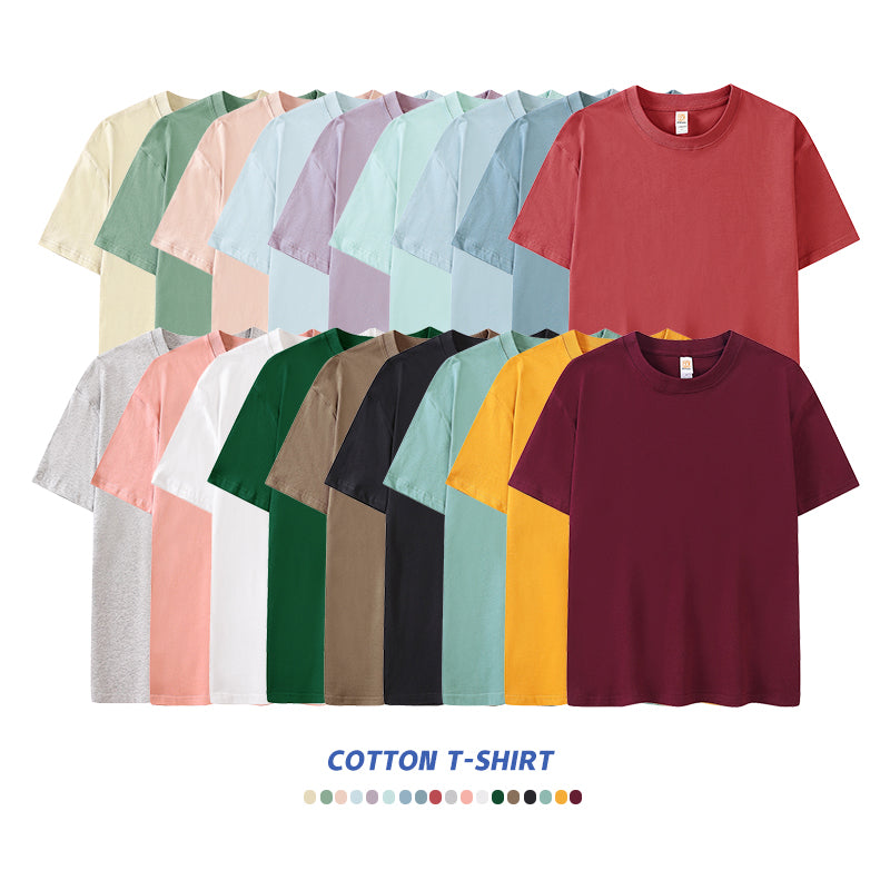Streetwear Tshirt Pure Color High Quality Blank Custom Distressed Embroidery Round Neck Short Sleeve Heat Transfers for T-shirts